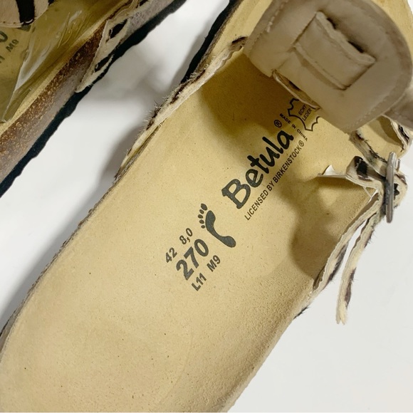 Betula by Birkenstock NWT zebra fur ankle sandals size 42 EU or 11-11.5 US - Picture 11 of 12